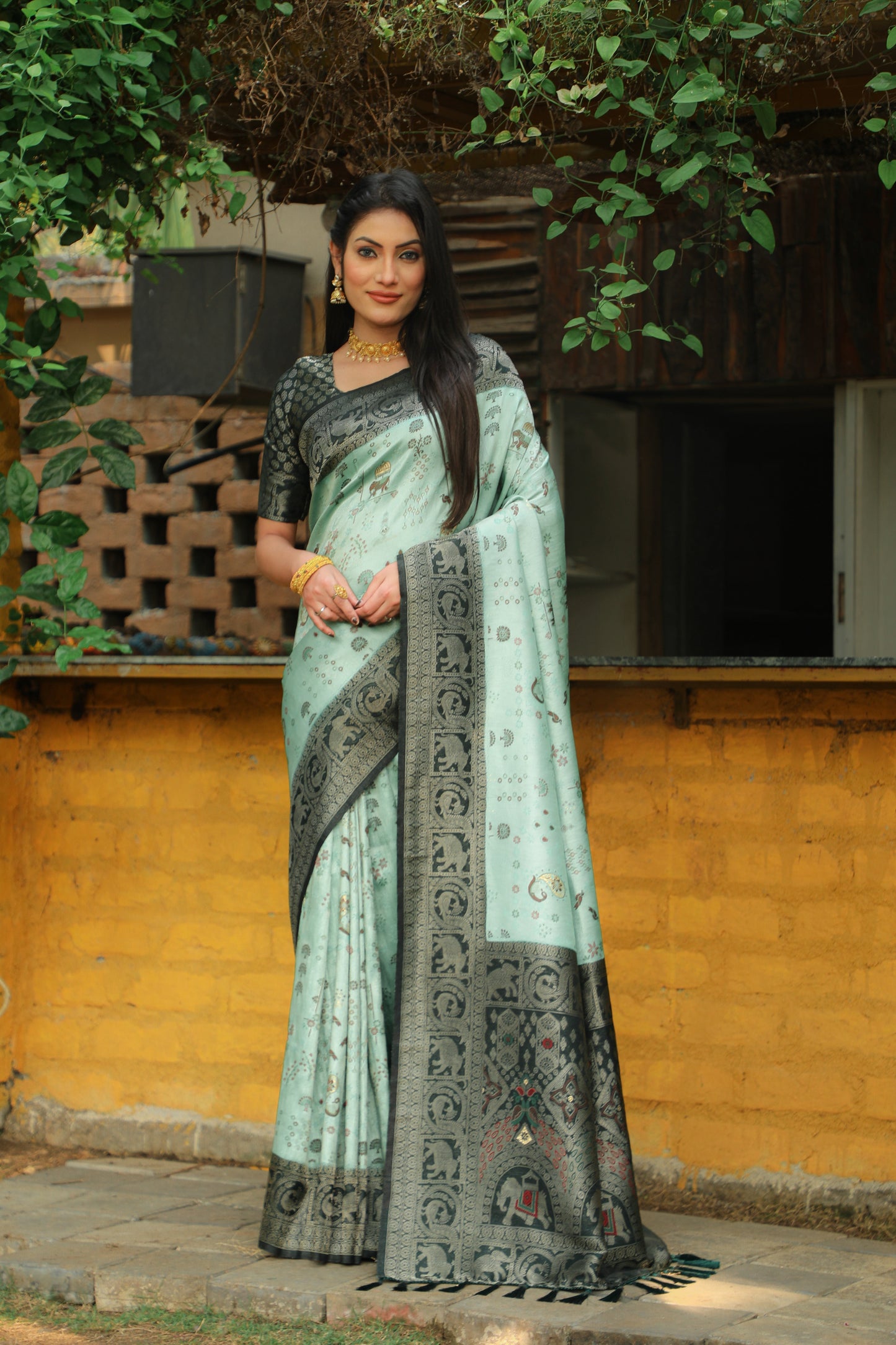 Innovative Soft Silk Zari Weaving Pista Color Saree