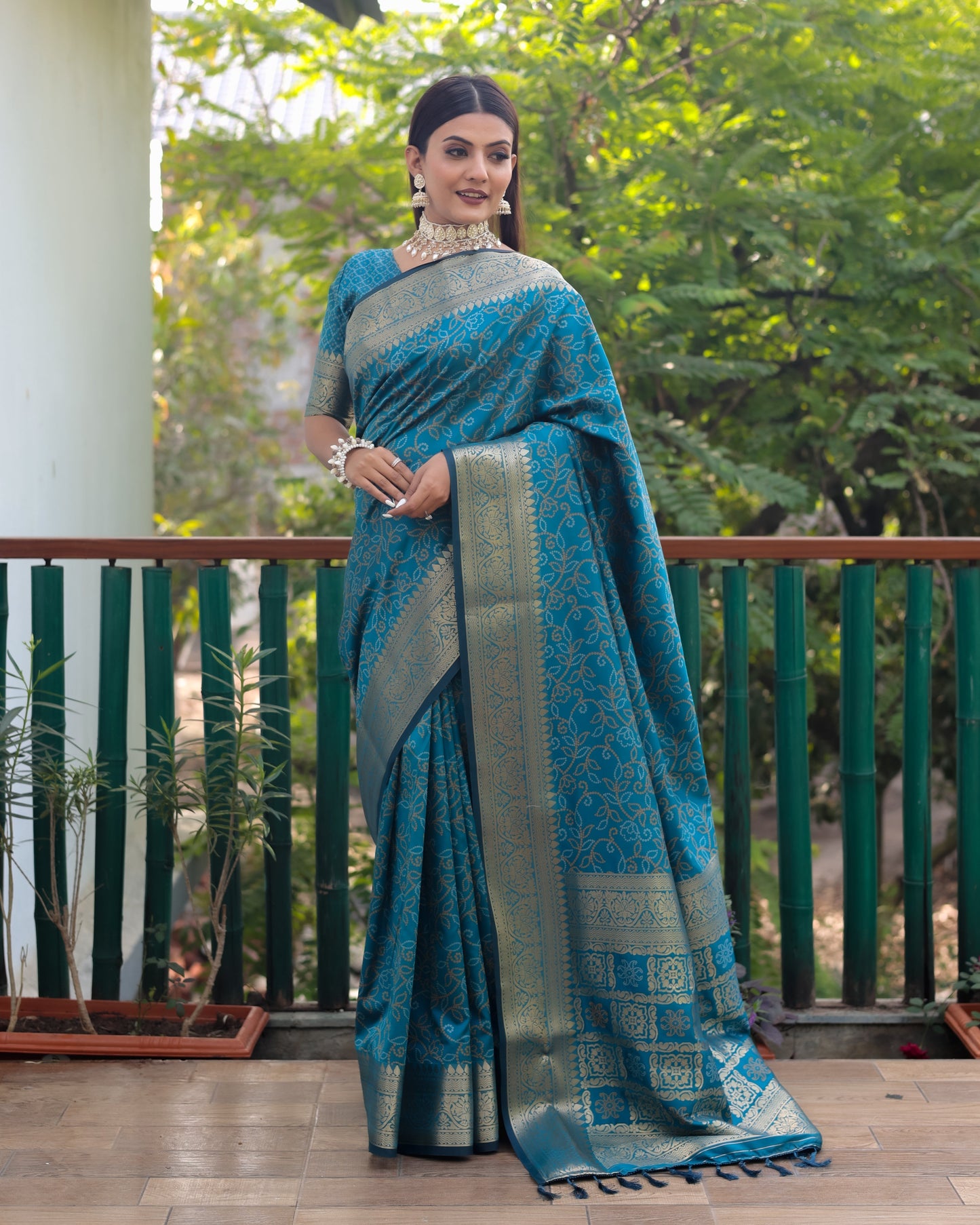 Lovely Silk Bandhej Blue Color Patola Sarees