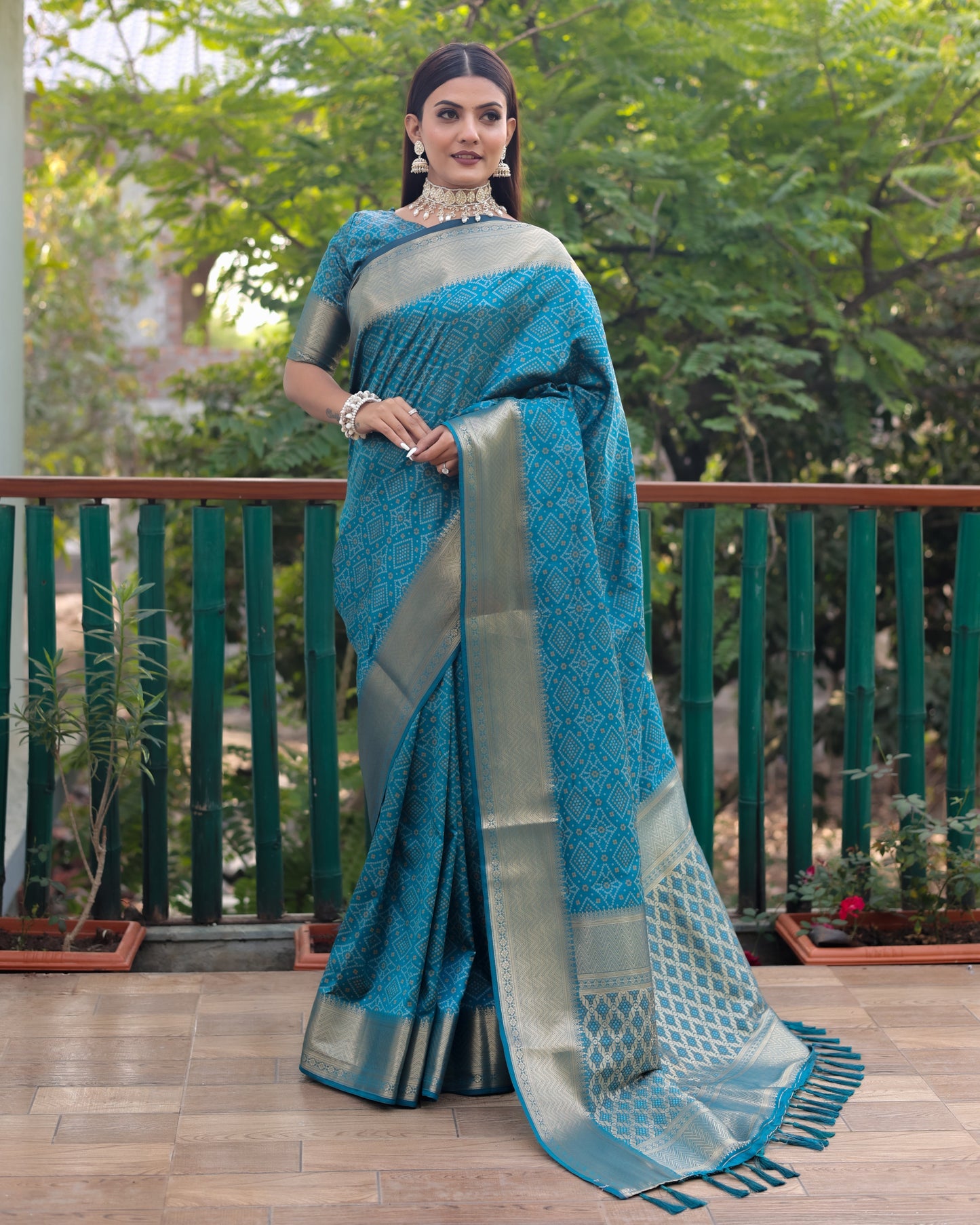 Stylish Patola Sarees Blue Color Saree