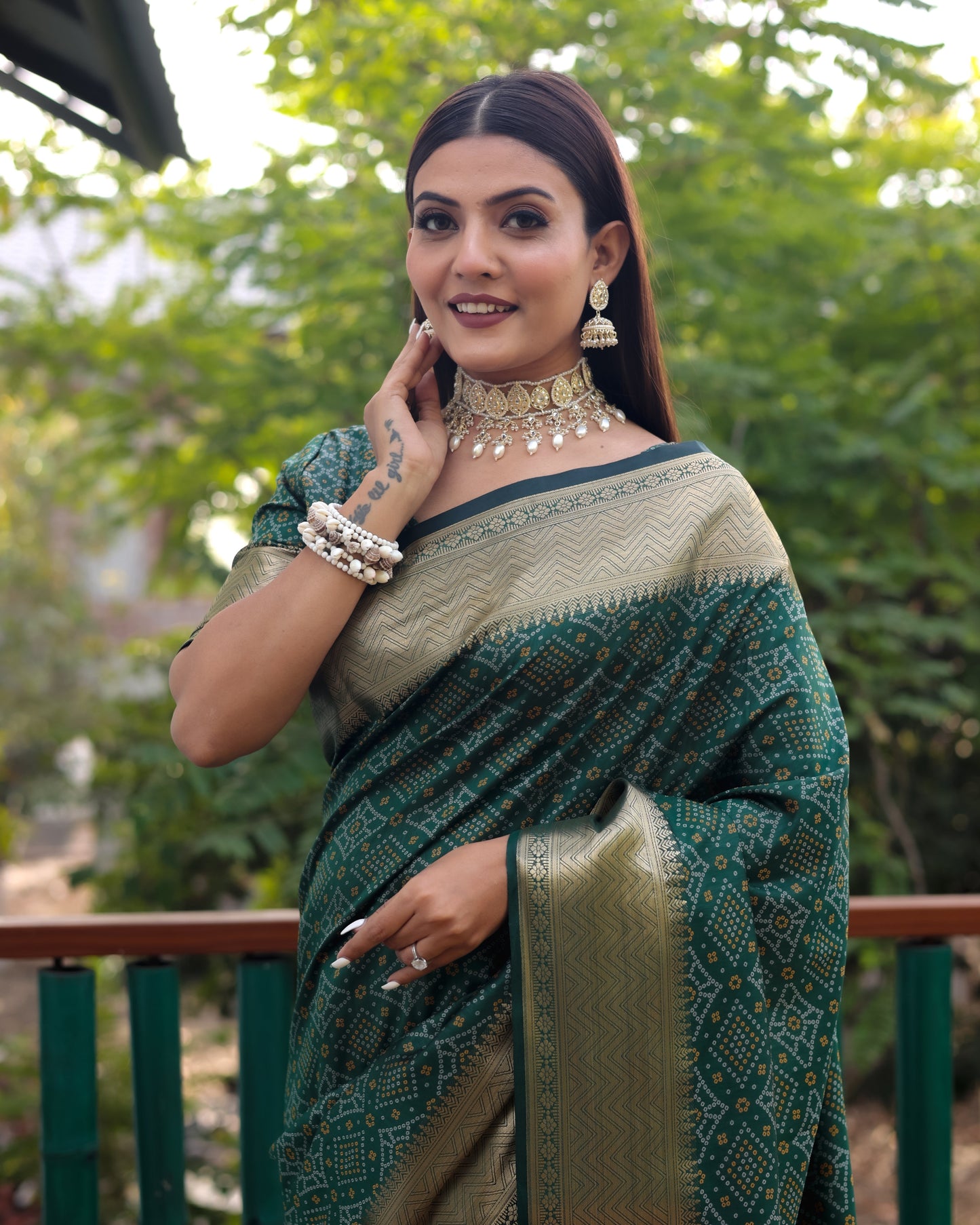 Stylish Patola Sarees Green Color Saree