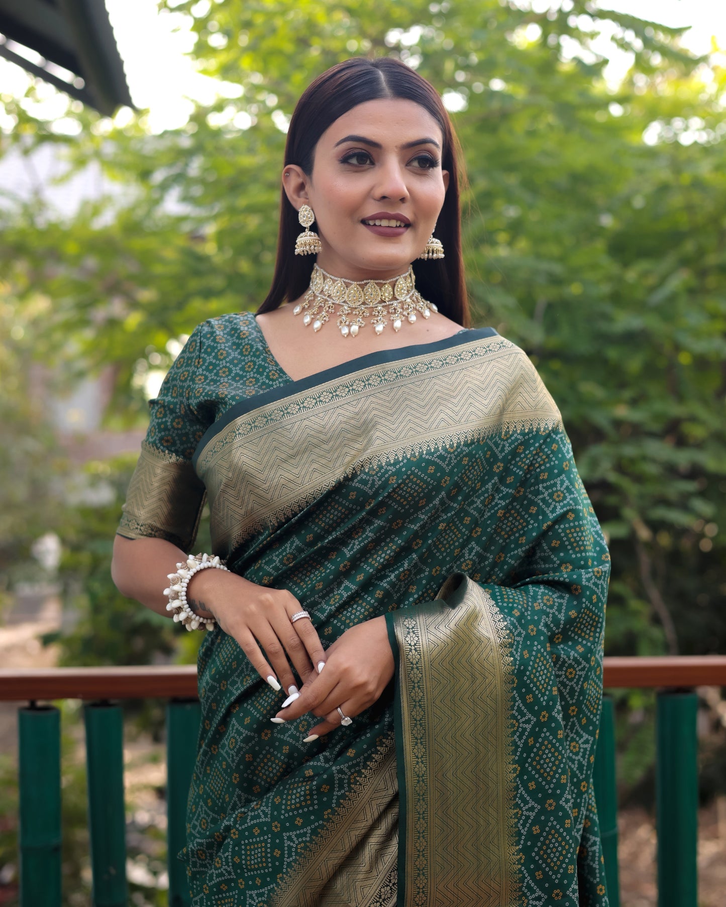 Stylish Patola Sarees Green Color Saree