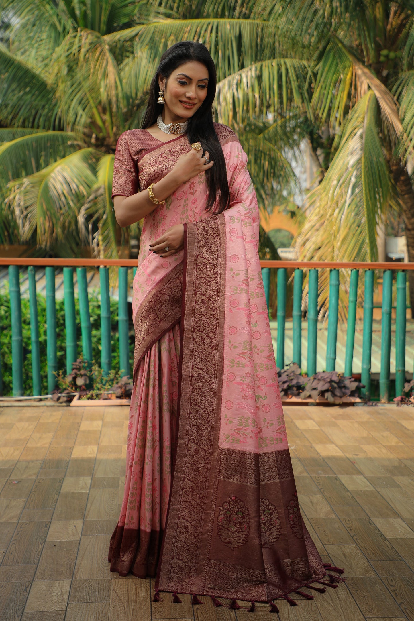 Classic Kanjivaram Soft Silk Light Pink Color Wedding Wear Saree