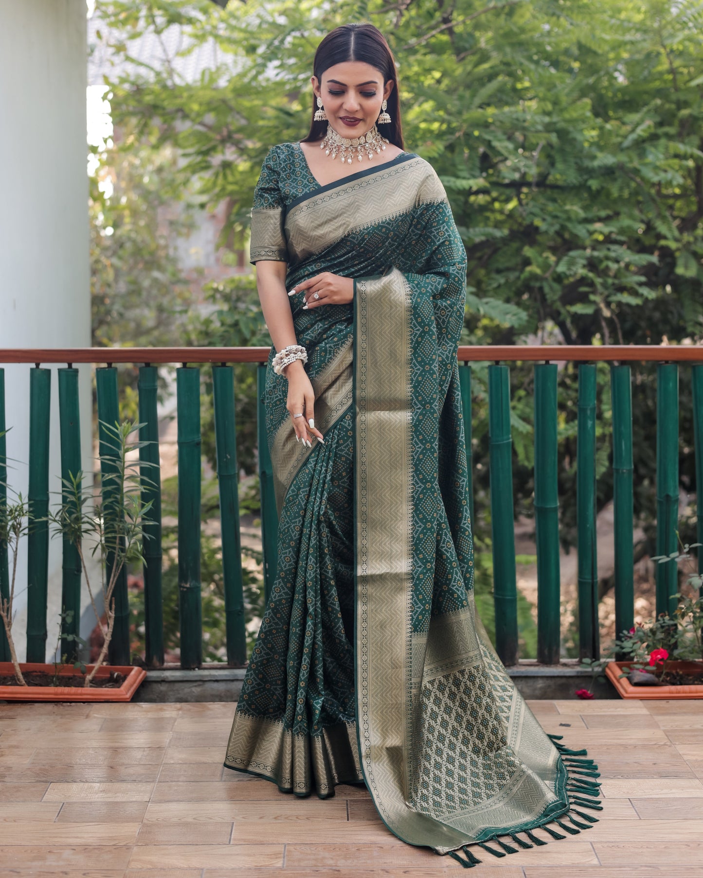 Stylish Patola Sarees Green Color Saree