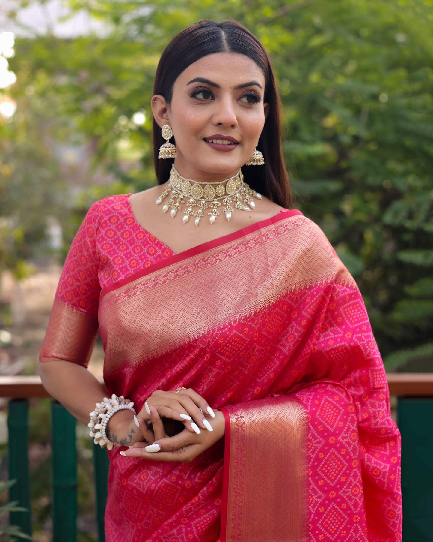 Stylish Patola Sarees Pink Color Saree