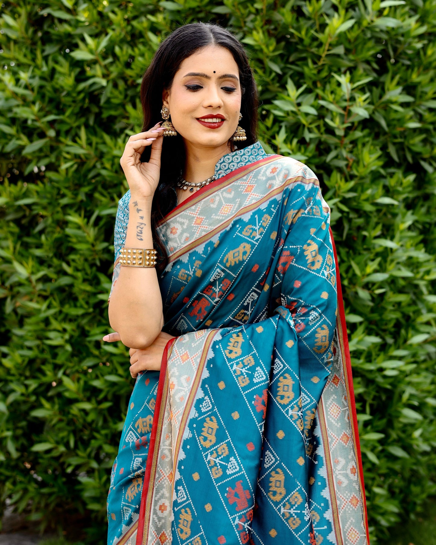 Designer Patola Silk Designed Blue Sarees