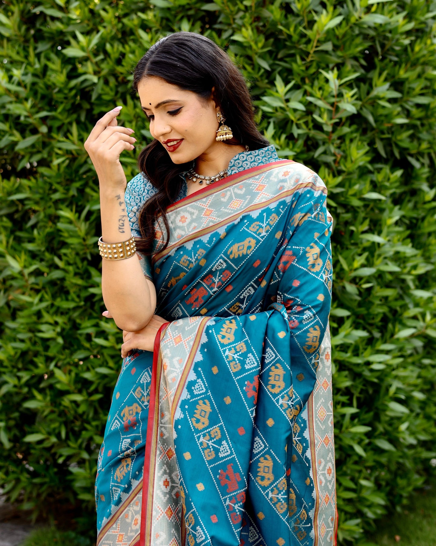 Designer Patola Silk Designed Blue Sarees