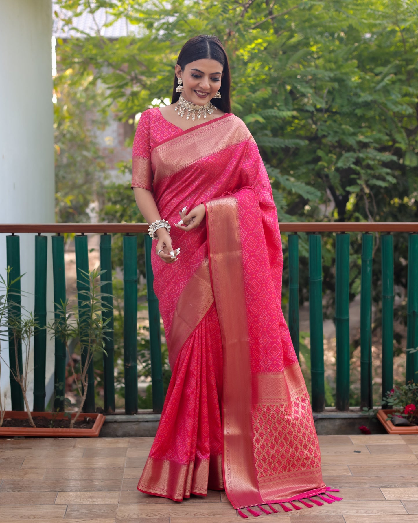 Stylish Patola Sarees Pink Color Saree