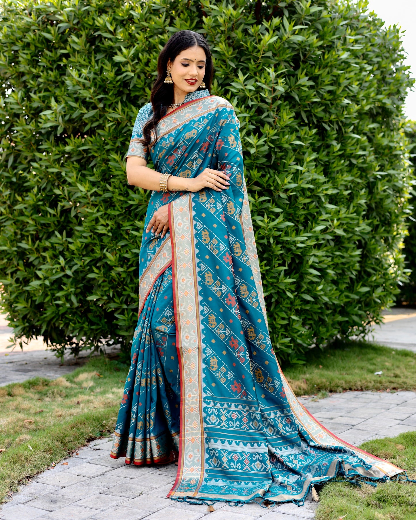 Designer Patola Silk Designed Blue Sarees