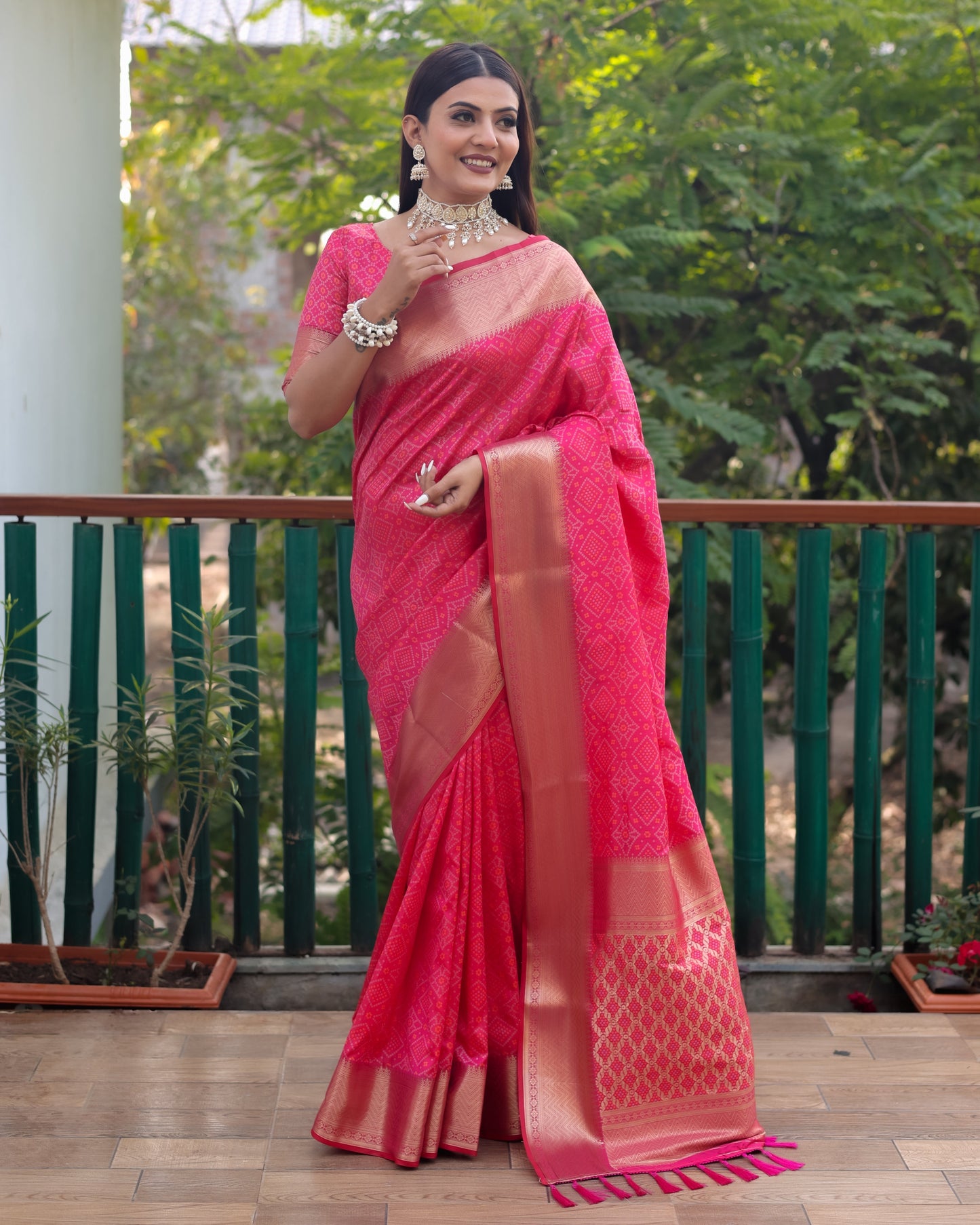 Stylish Patola Sarees Pink Color Saree