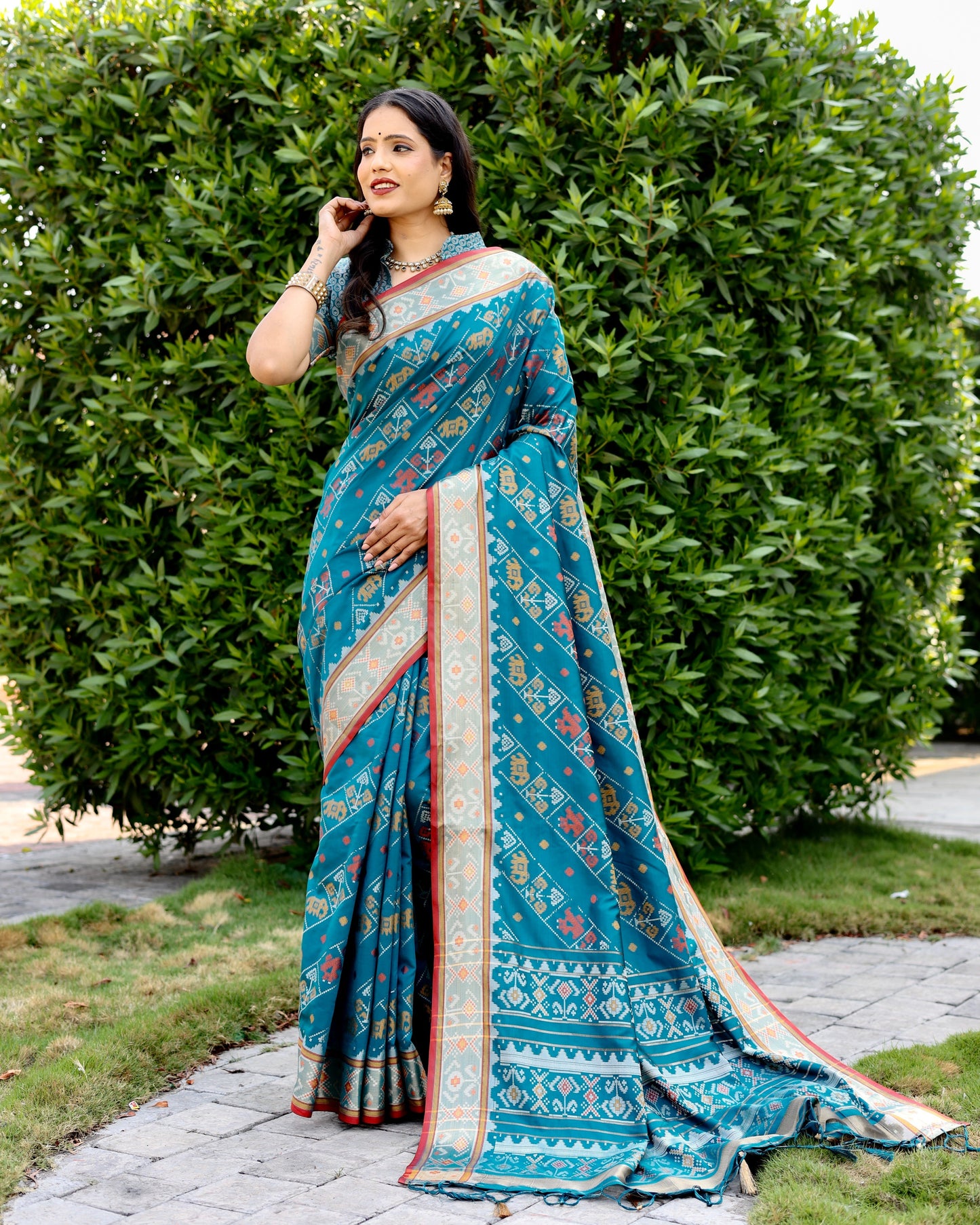 Designer Patola Silk Designed Blue Sarees