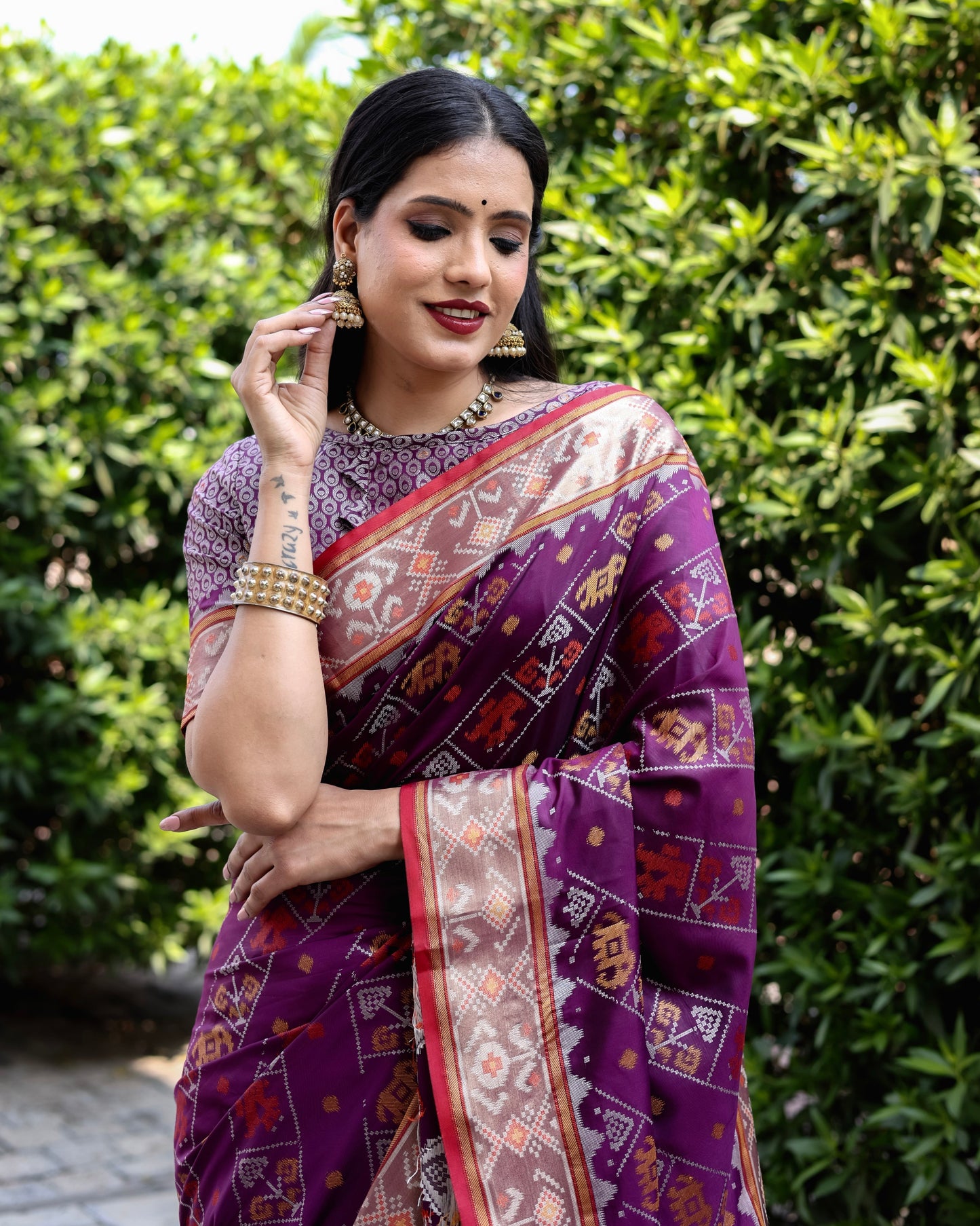 Designer Patola Silk Designed Purple Sarees