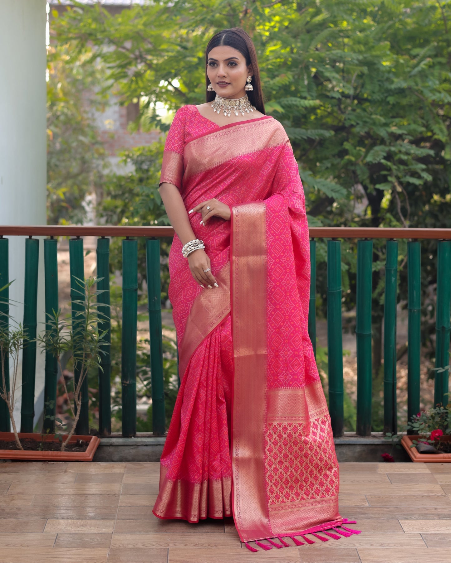 Stylish Patola Sarees Pink Color Saree