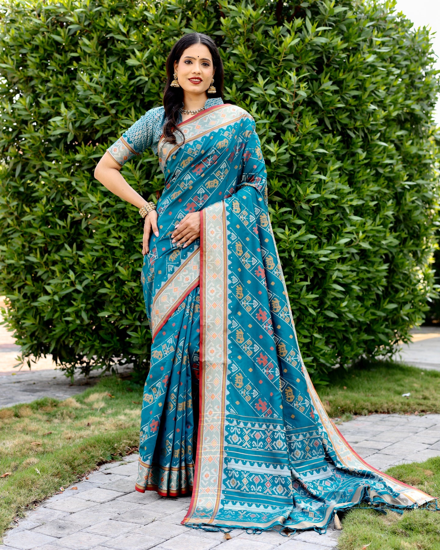 Designer Patola Silk Designed Blue Sarees