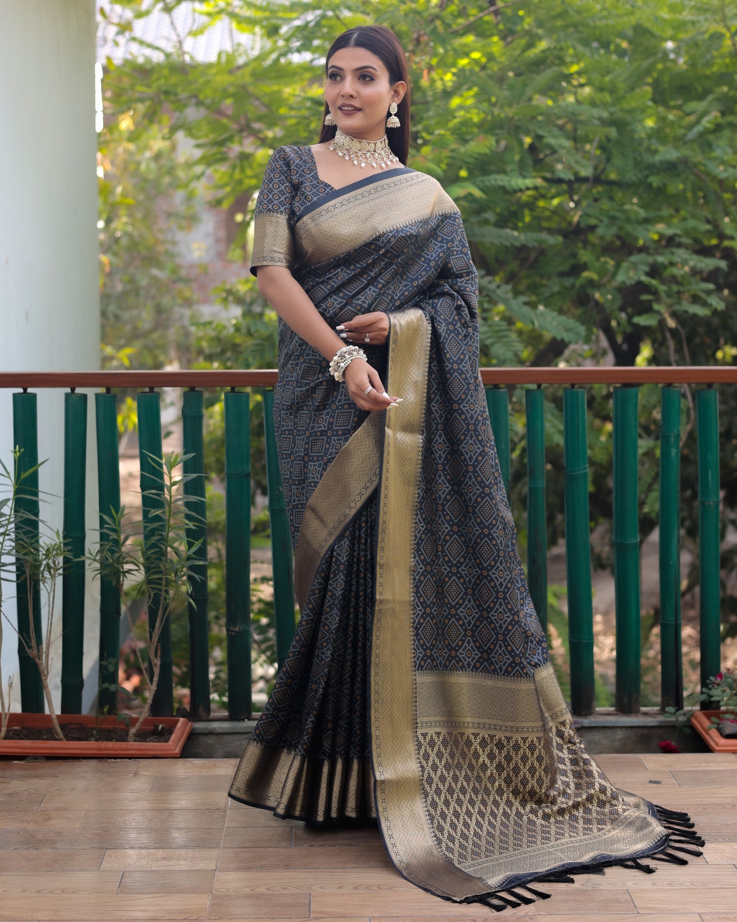 Stylish Patola Sarees Black Color Saree