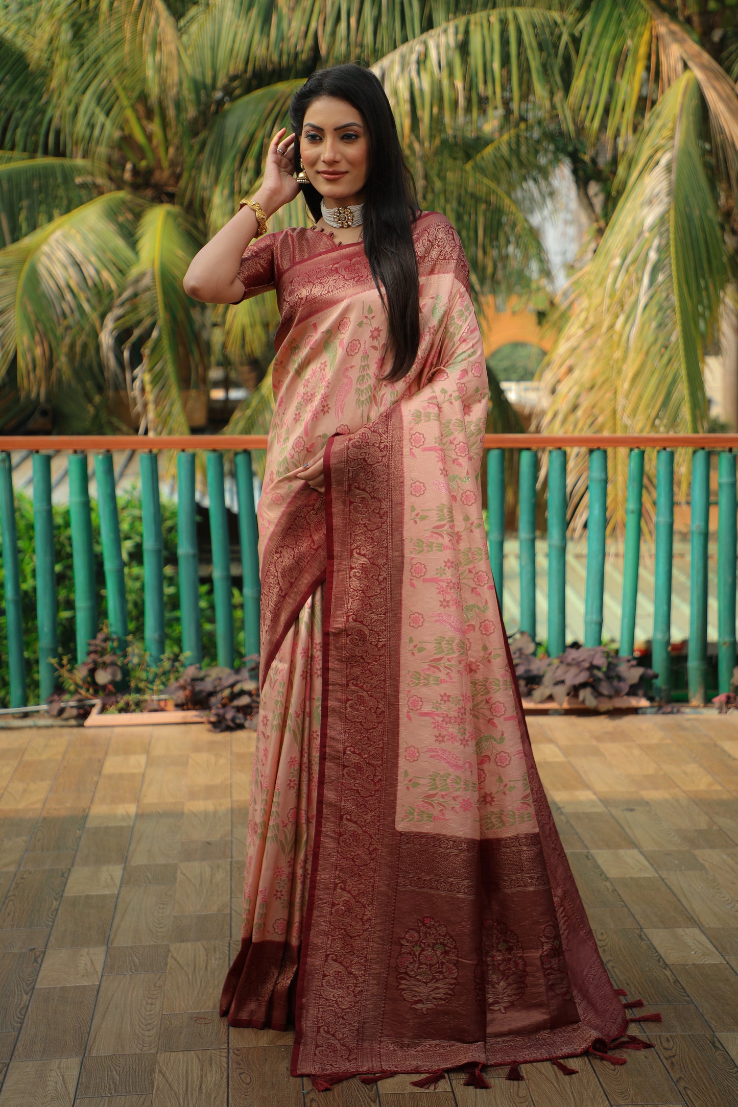 Classic Kanjivaram Soft Silk Peach Color Wedding Wear Saree