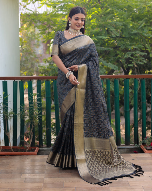 Stylish Patola Sarees Black Color Saree