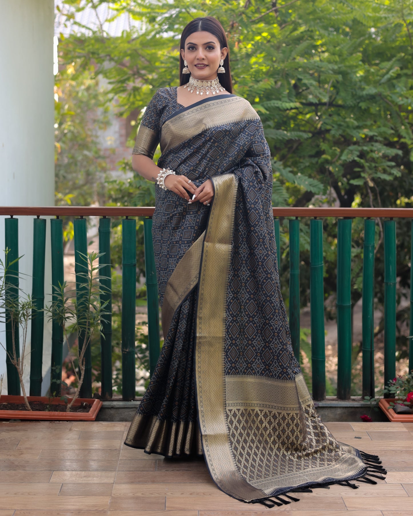 Stylish Patola Sarees Black Color Saree