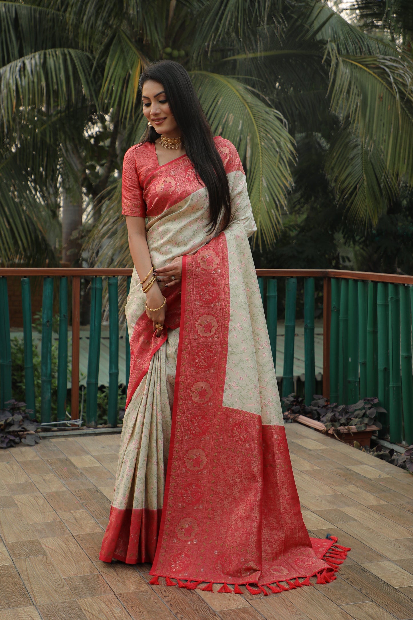 Charming Kanjivaram Off White Color Soft Silk Saree