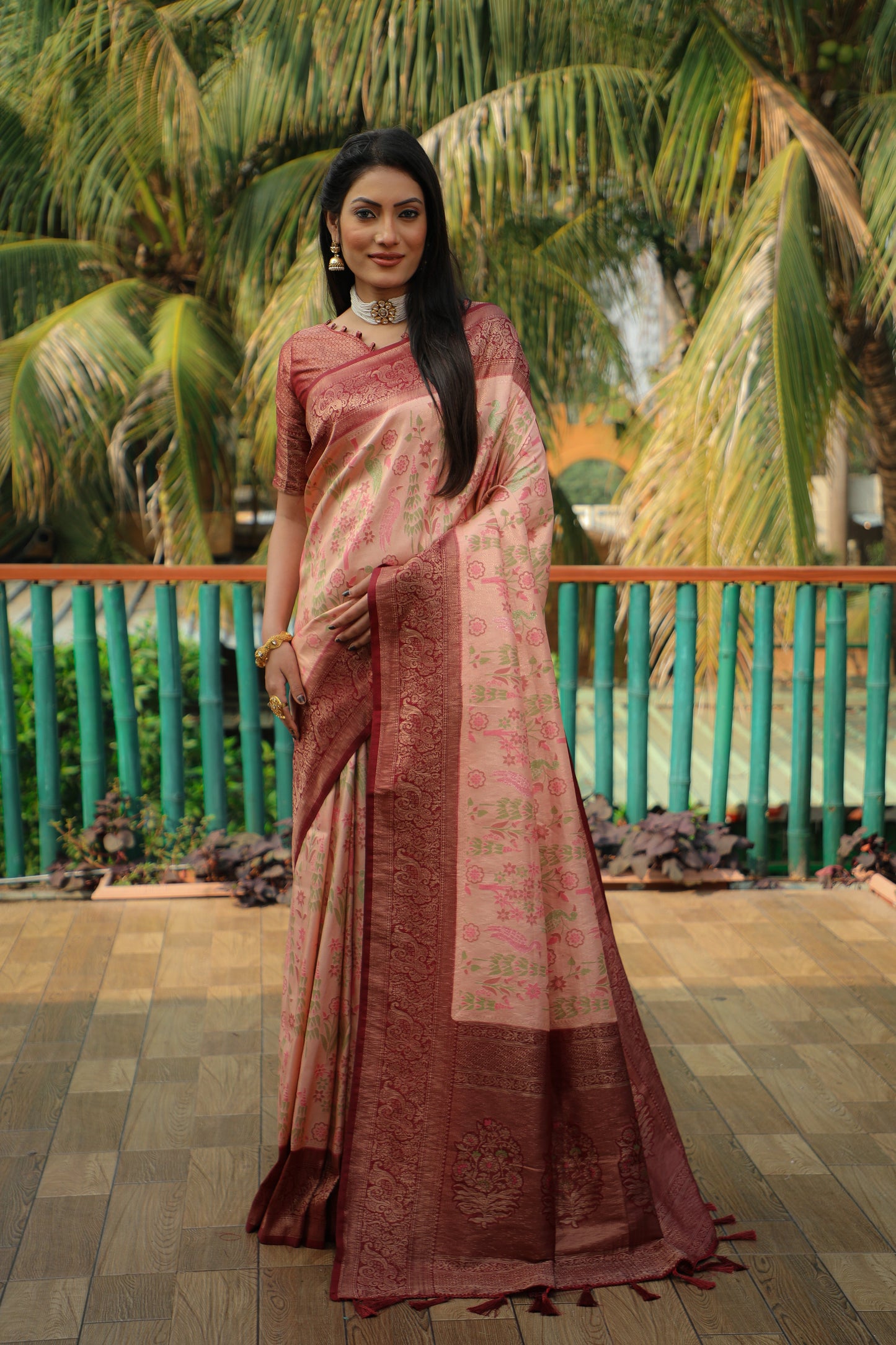 Classic Kanjivaram Soft Silk Peach Color Wedding Wear Saree