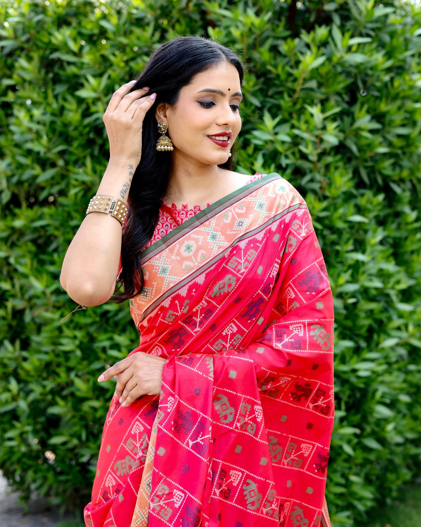 Designer Patola Silk Designed Pink Sarees