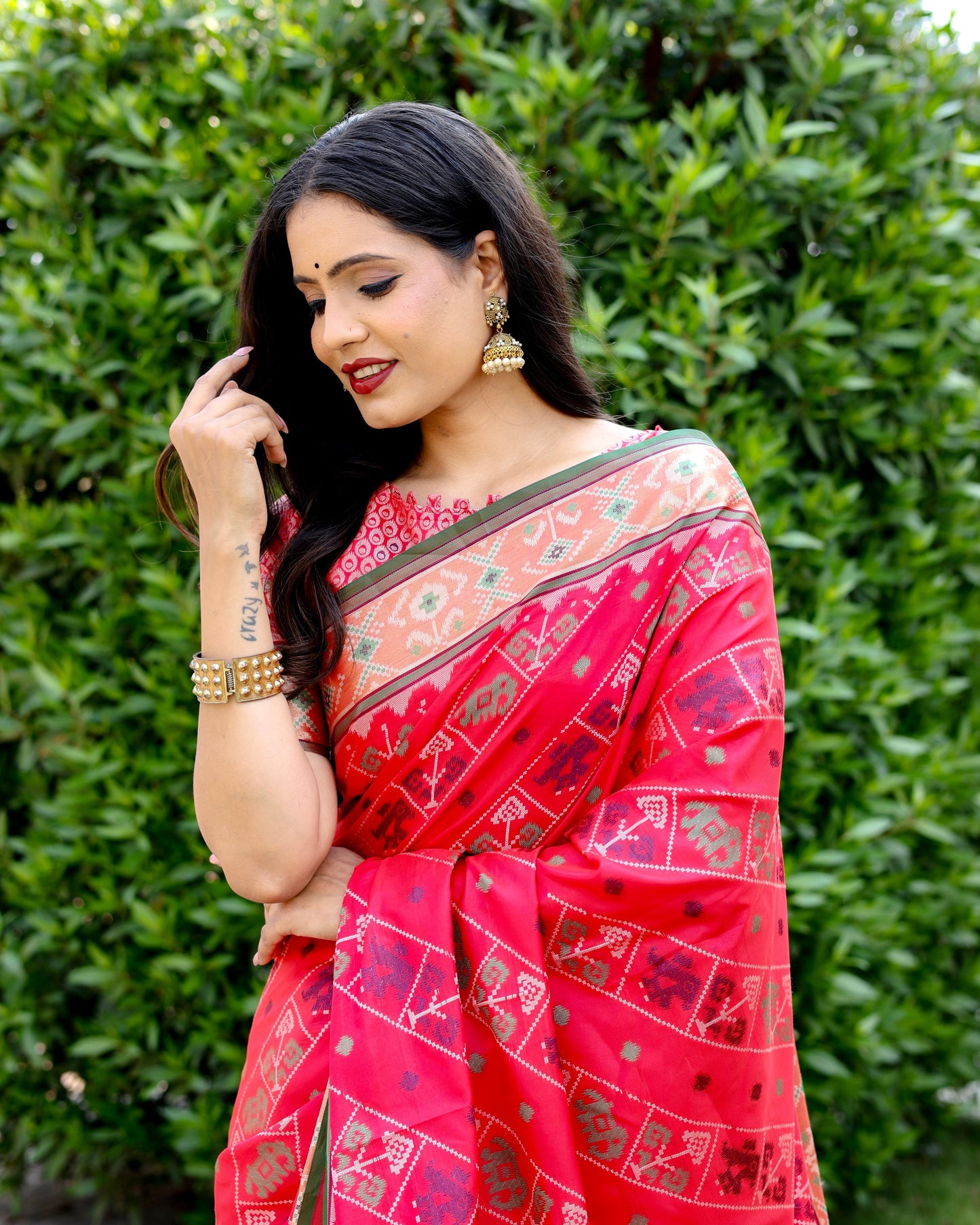 Designer Patola Silk Designed Pink Sarees