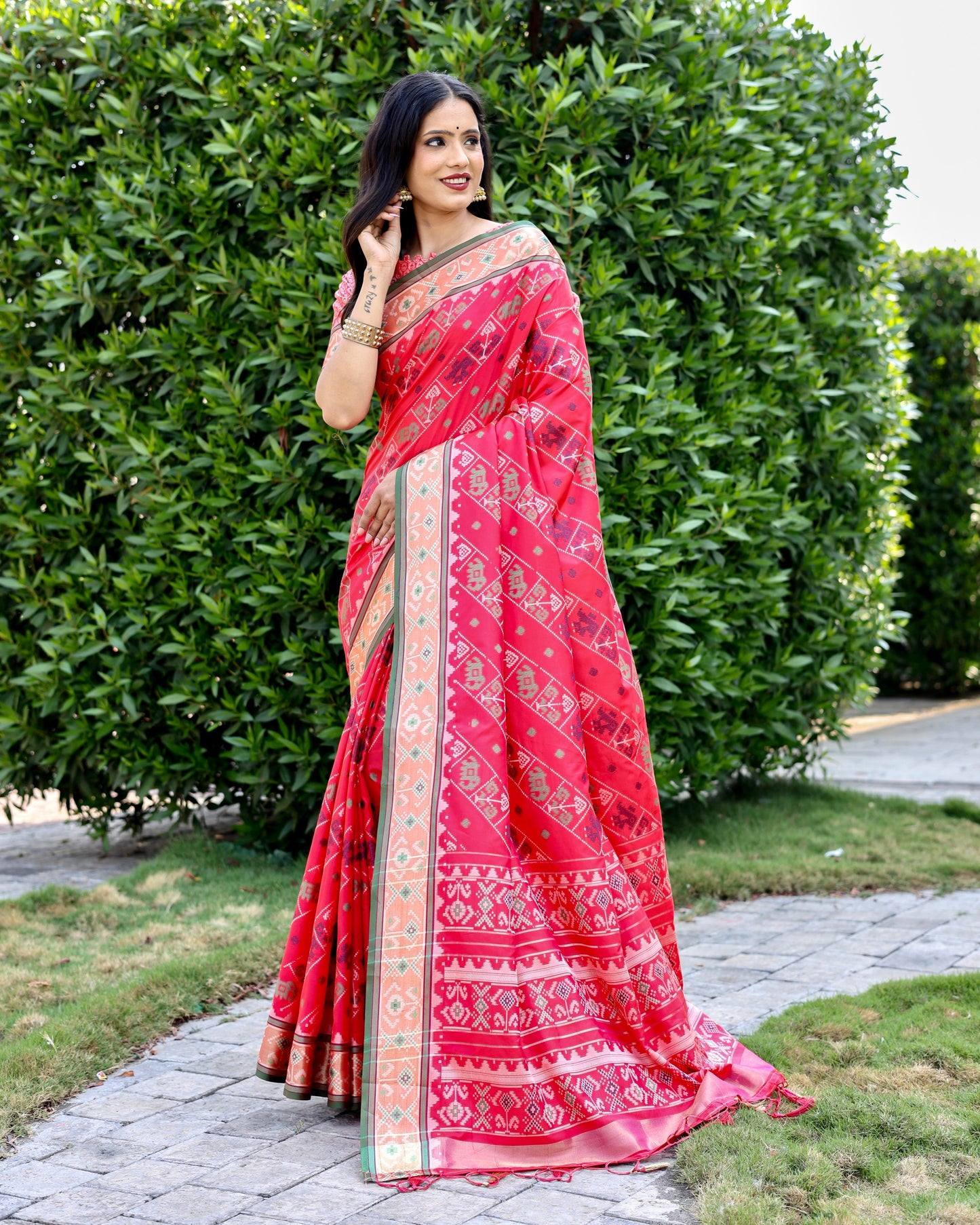 Designer Patola Silk Designed Pink Sarees