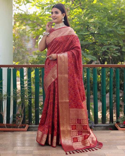 Lovely Silk Bandhej Red Color Patola Sarees