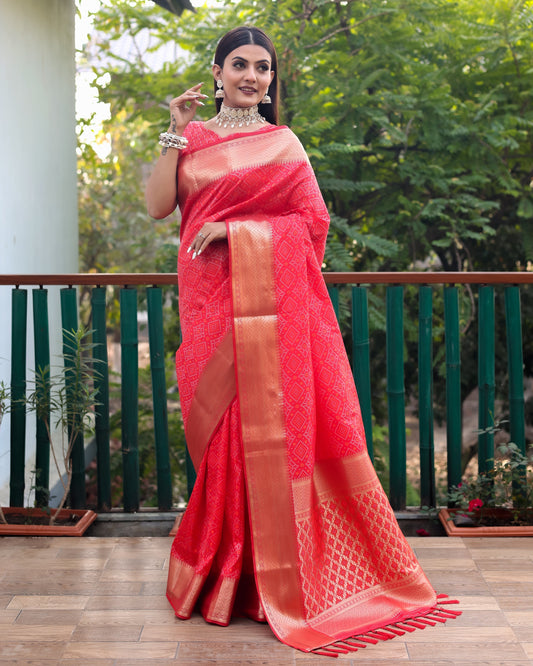 Stylish Patola Sarees Red Color Saree