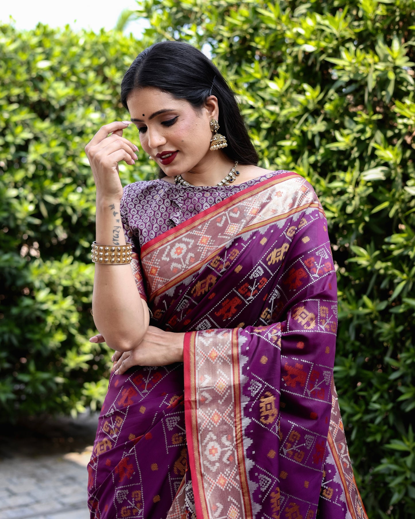 Designer Patola Silk Designed Purple Sarees