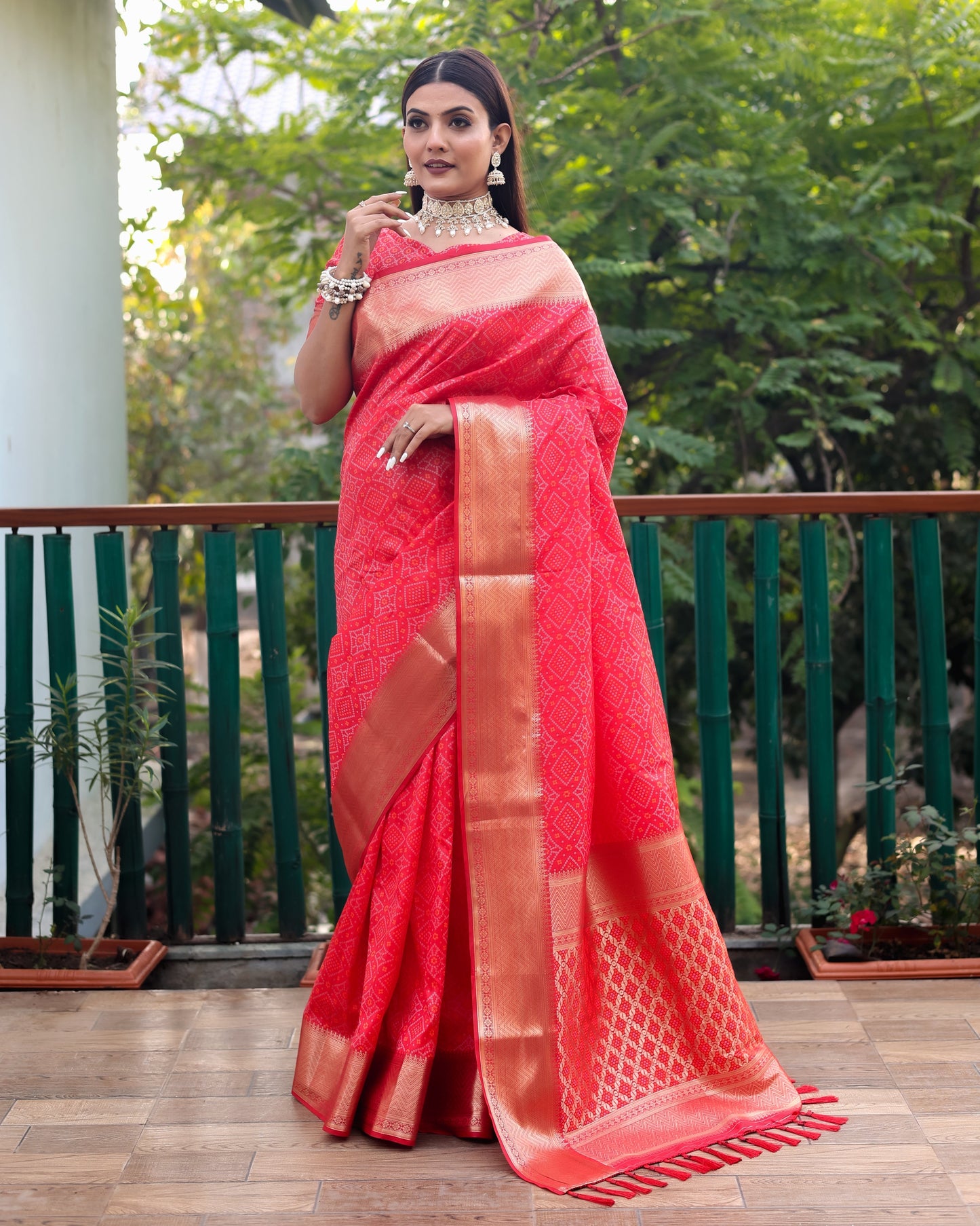 Stylish Patola Sarees Red Color Saree