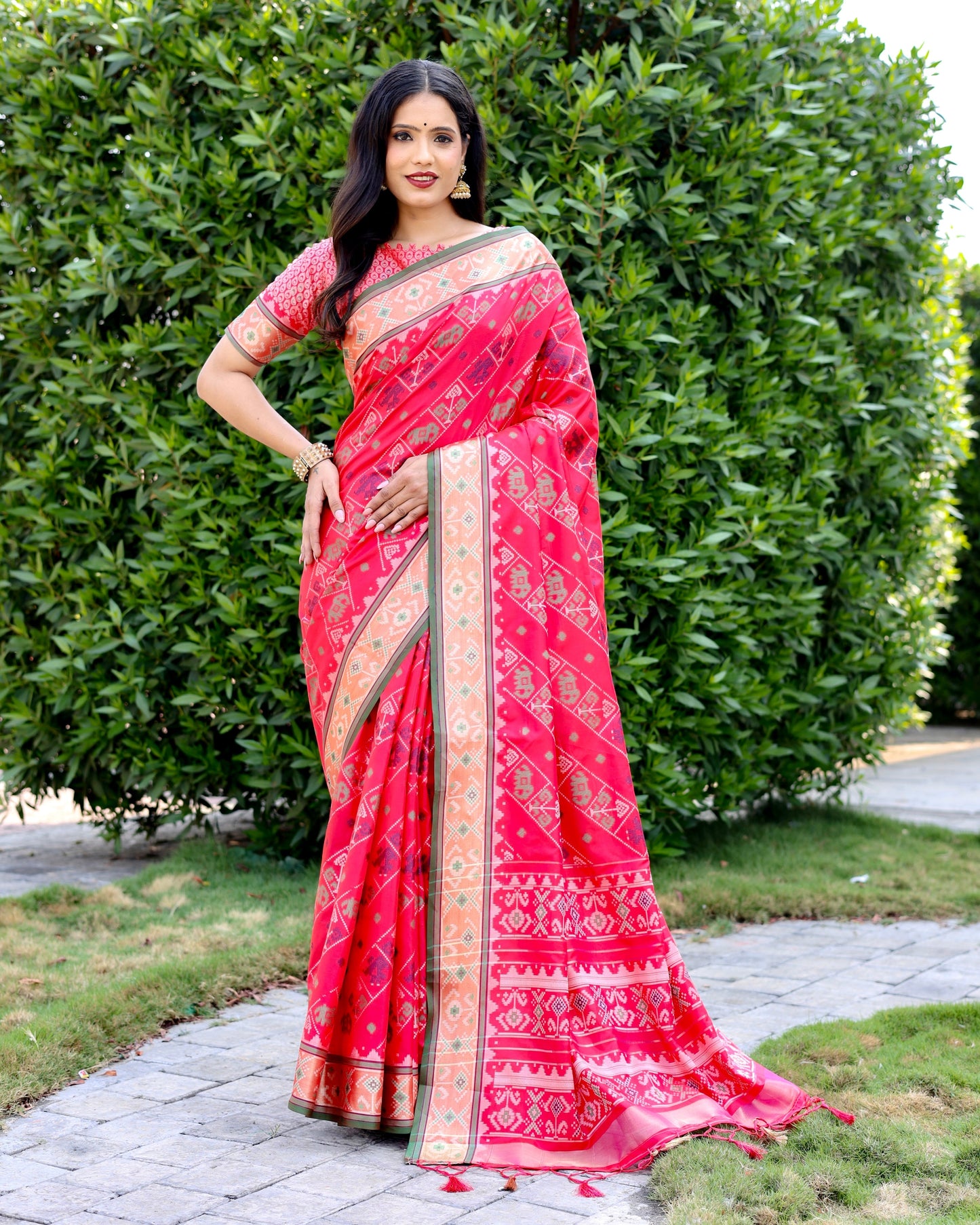 Designer Patola Silk Designed Pink Sarees