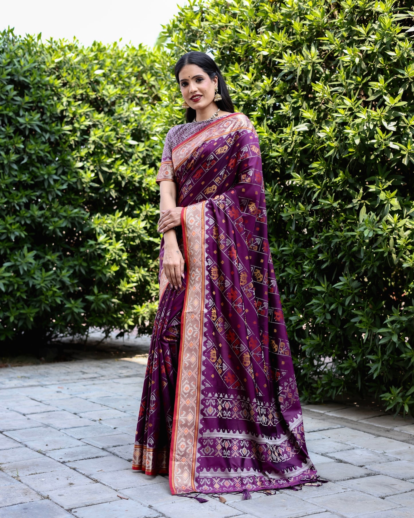 Designer Patola Silk Designed Purple Sarees