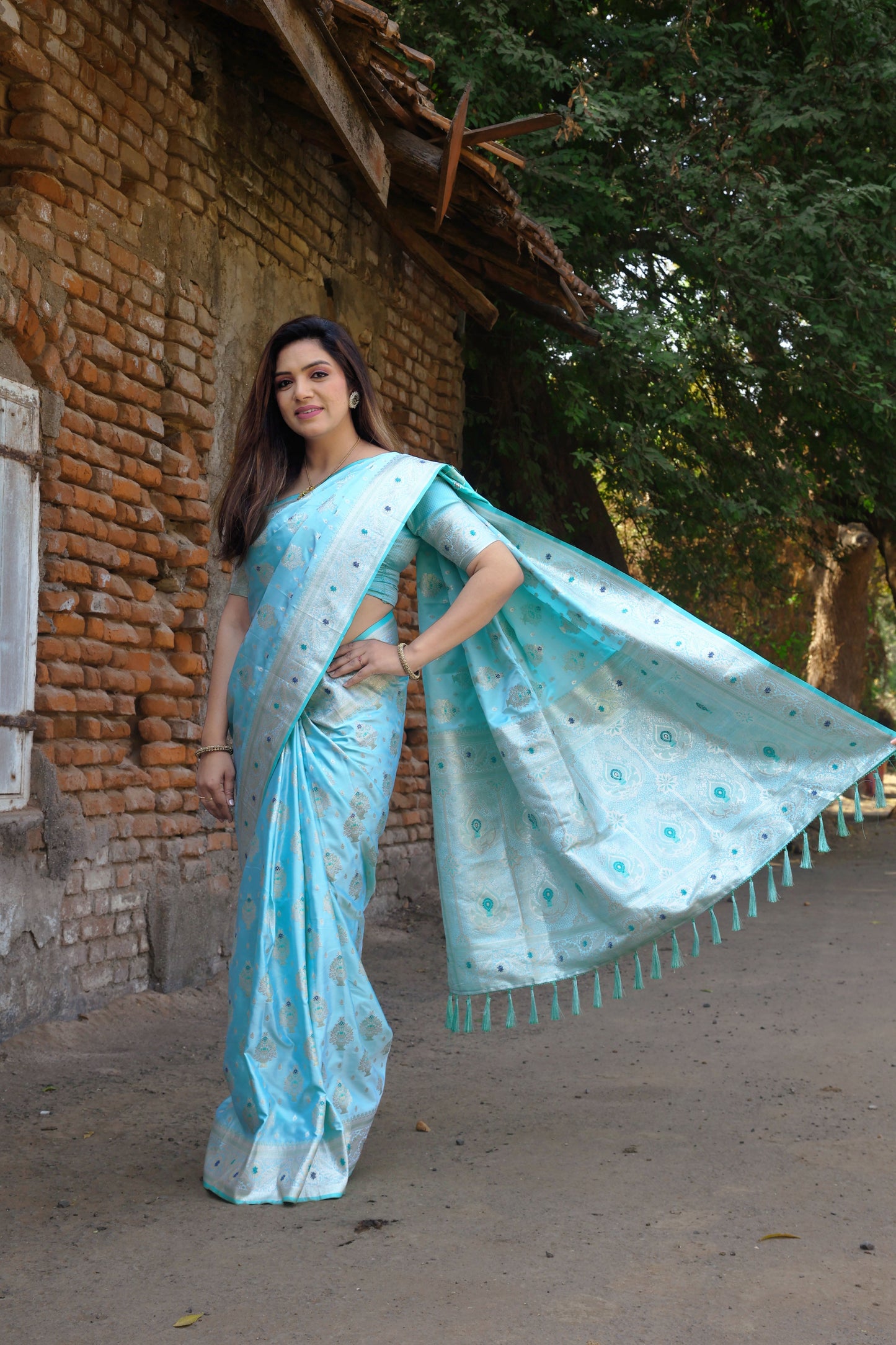 Demanding Kanjivaram Work Blue Color  Designer Saree