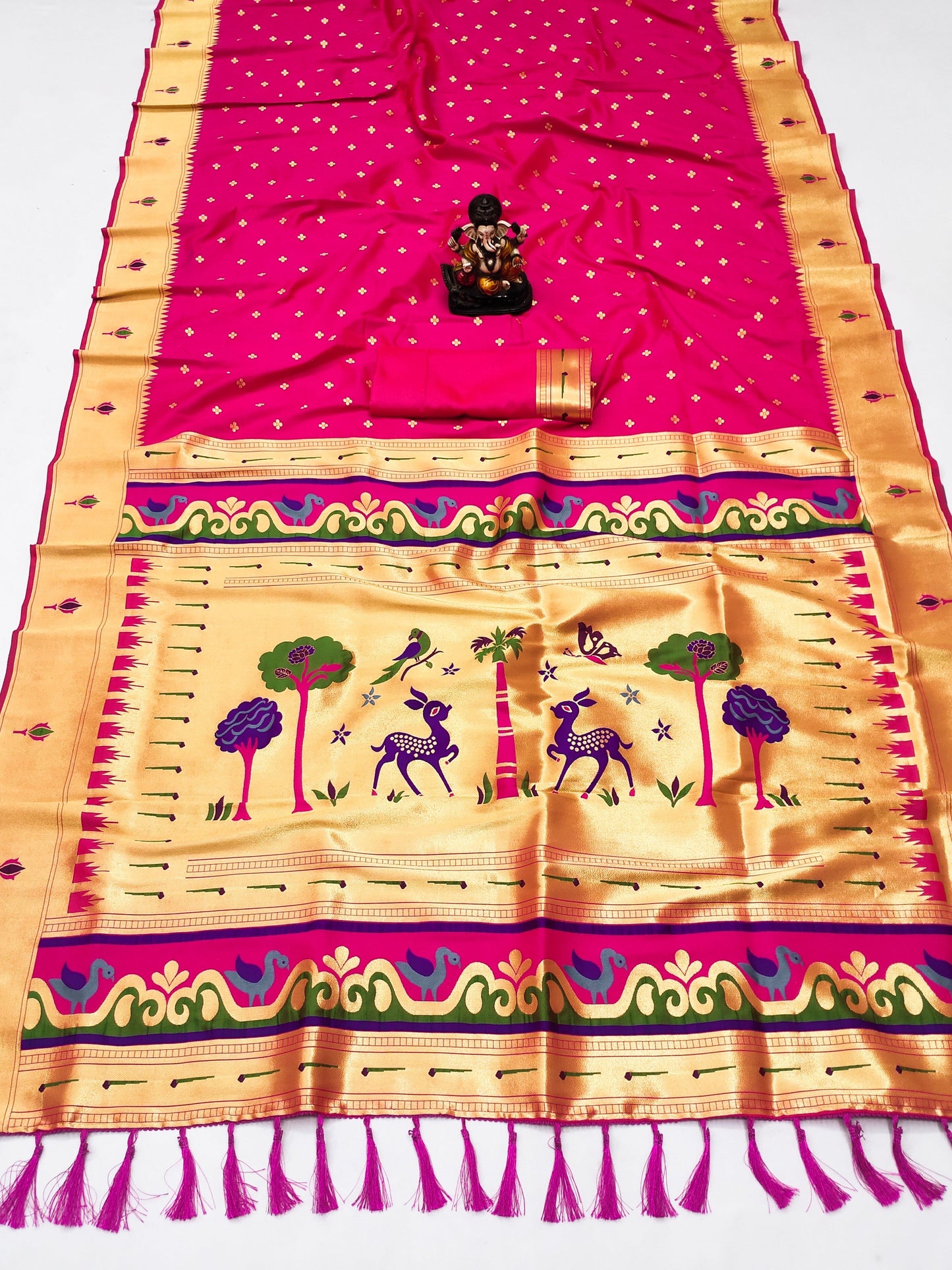 Designer Paithani Pink Color Soft Silk Saree