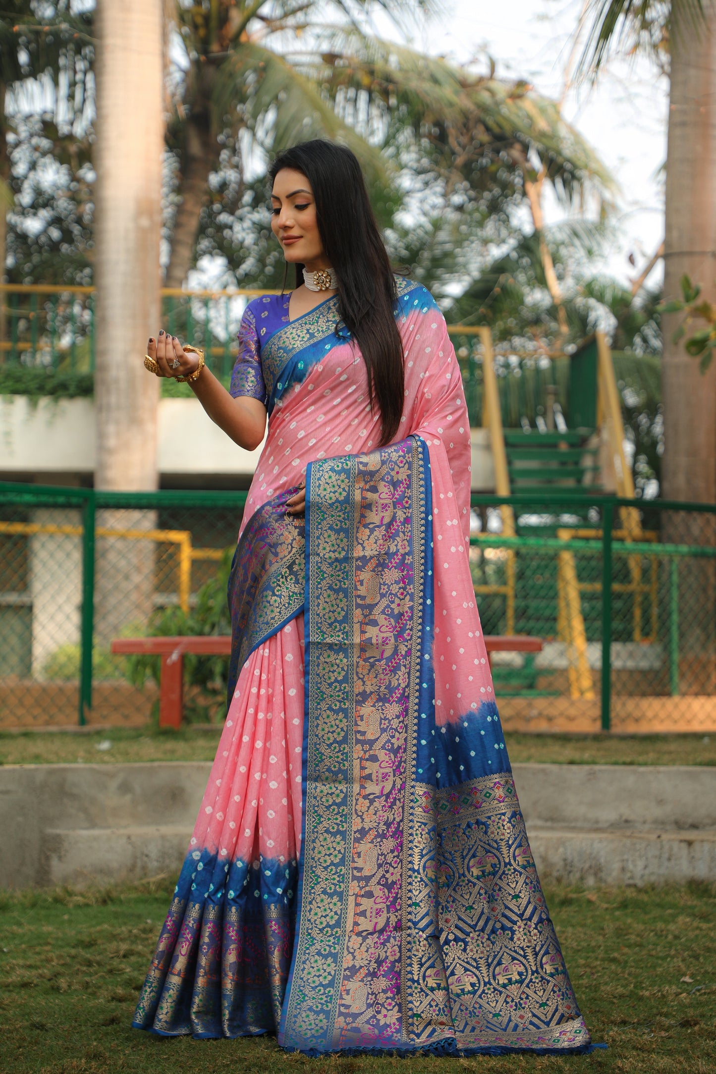 Fabulous Bandhej Kanjivaram Gajari Color Silk Saree