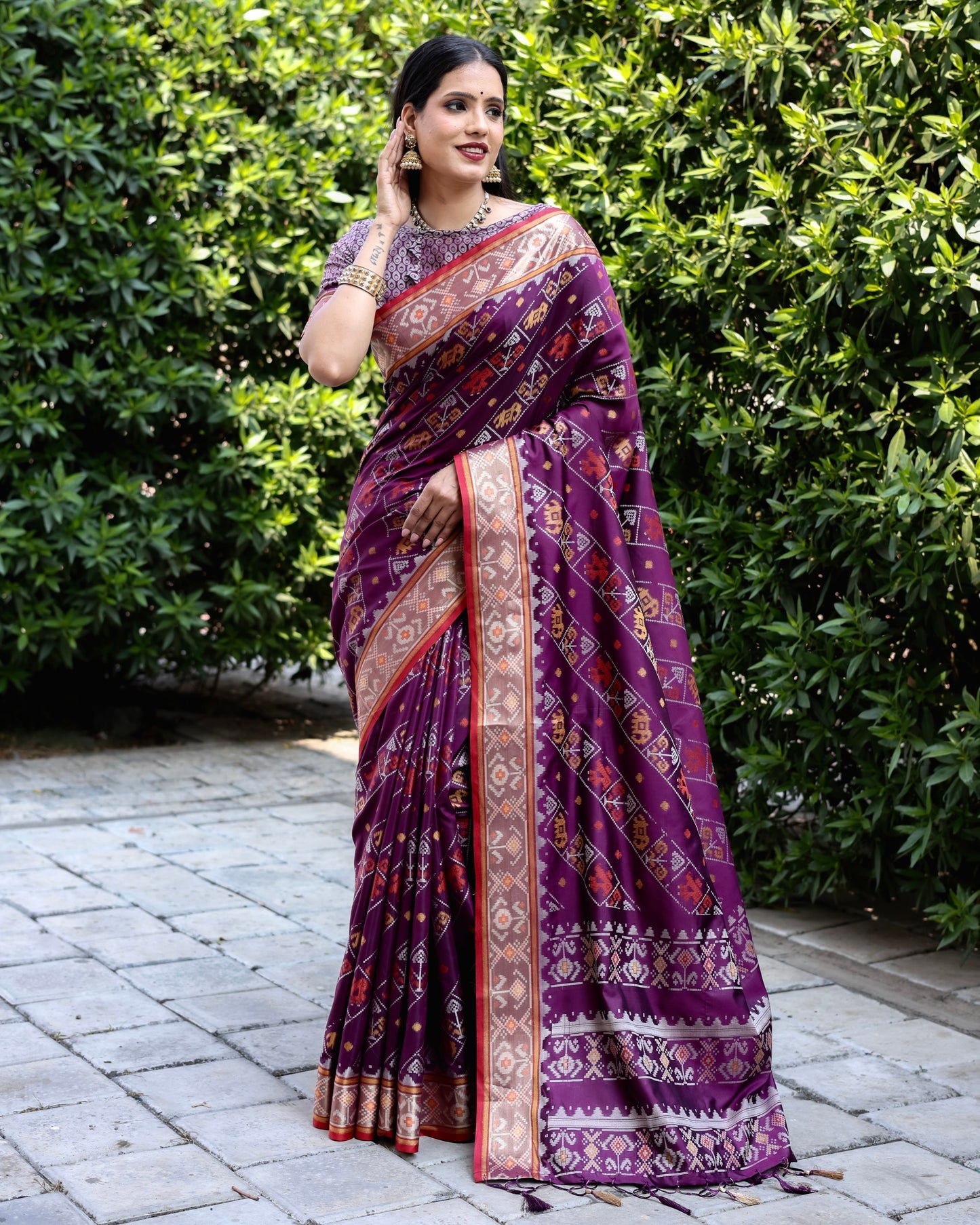 Designer Patola Silk Designed Purple Sarees