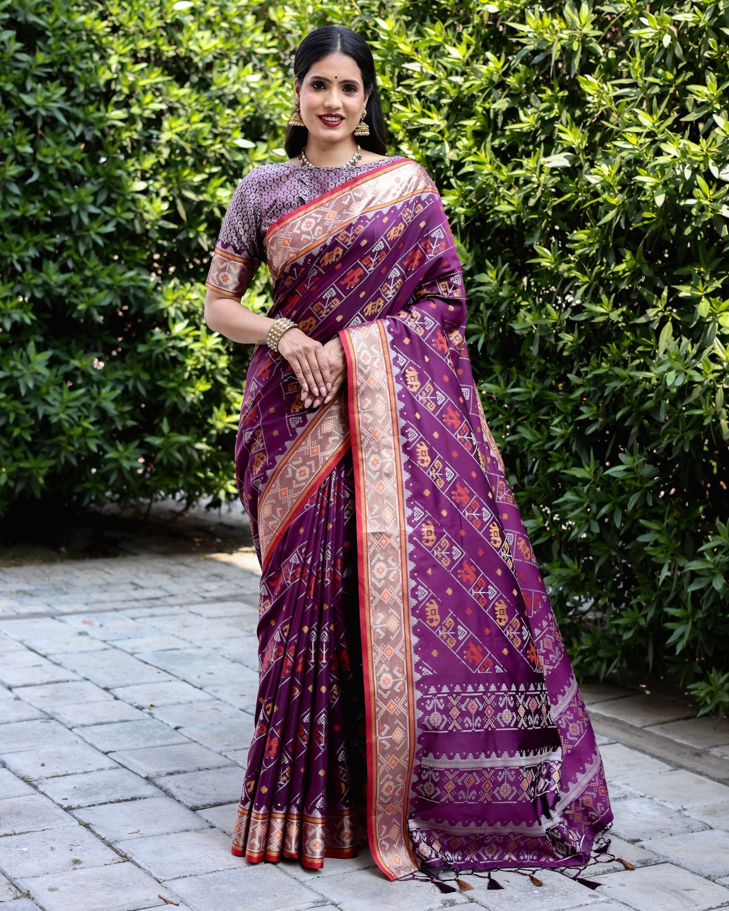 Designer Patola Silk Designed Purple Sarees