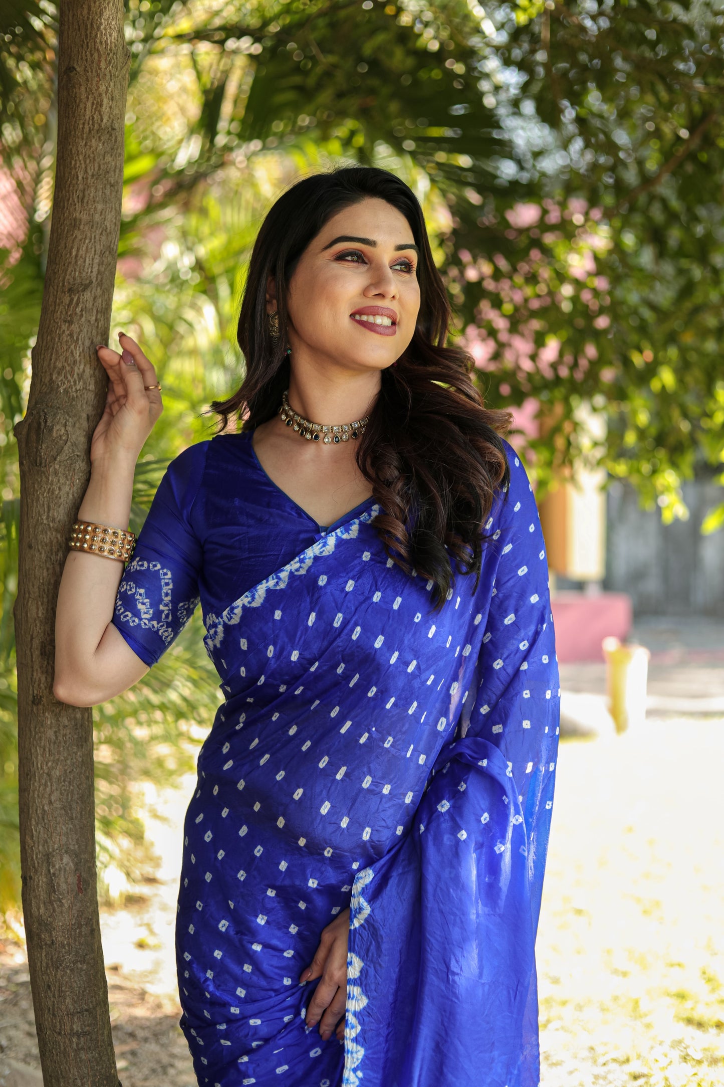 Gorgeous Pure Bandhej Blue Color Silk Saree