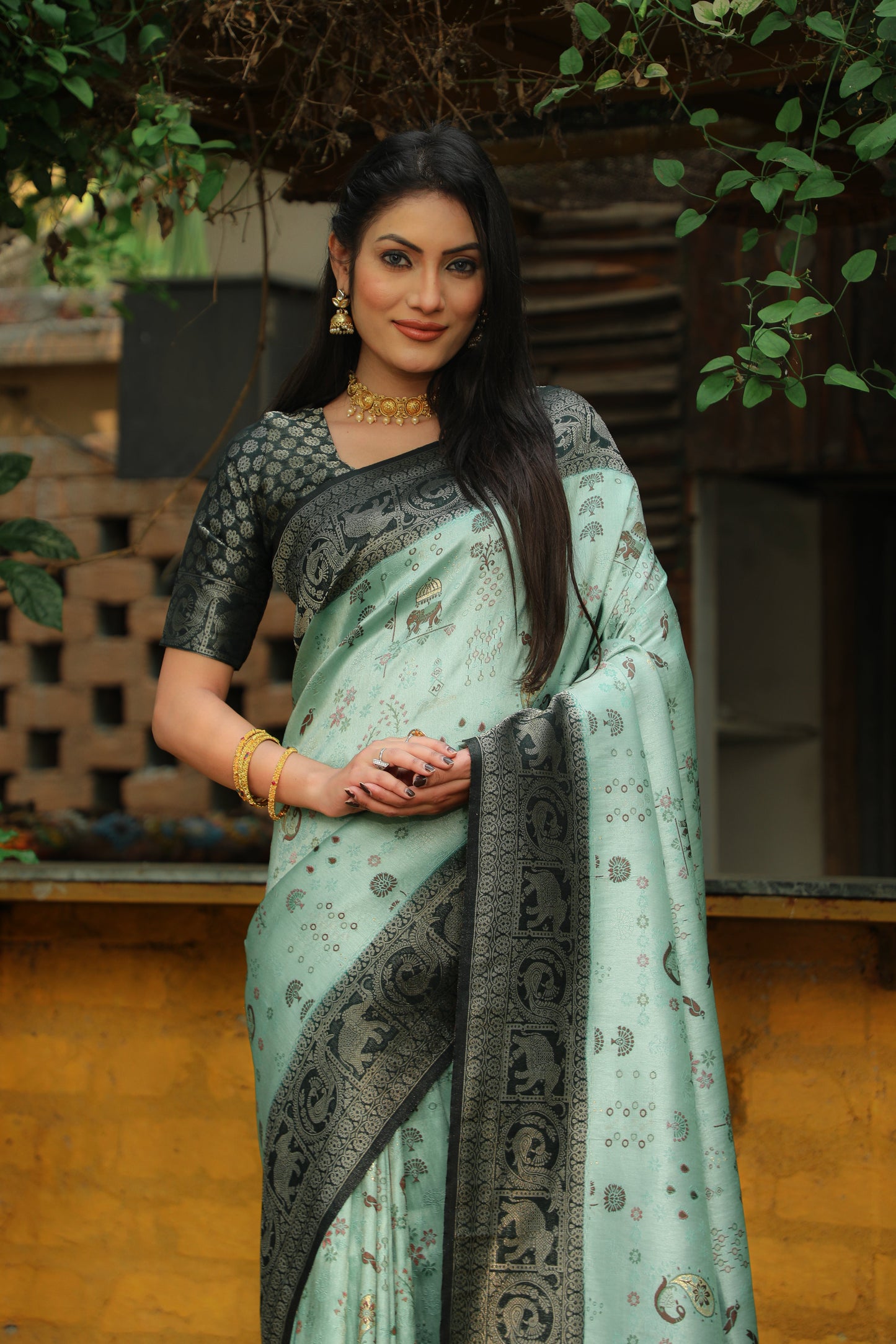 Innovative Soft Silk Zari Weaving Pista Color Saree