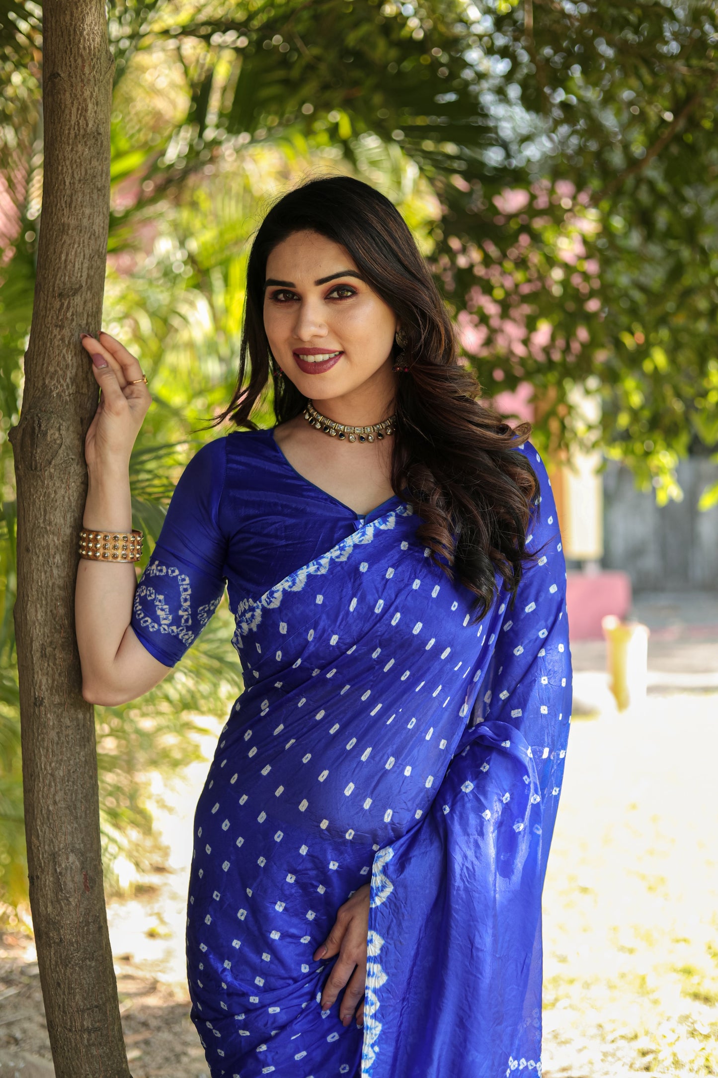 Gorgeous Pure Bandhej Blue Color Silk Saree