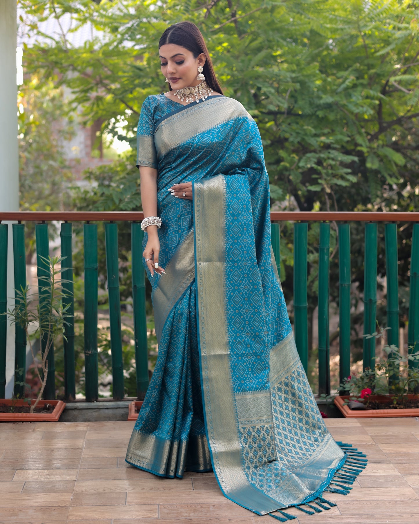 Stylish Patola Sarees Blue Color Saree