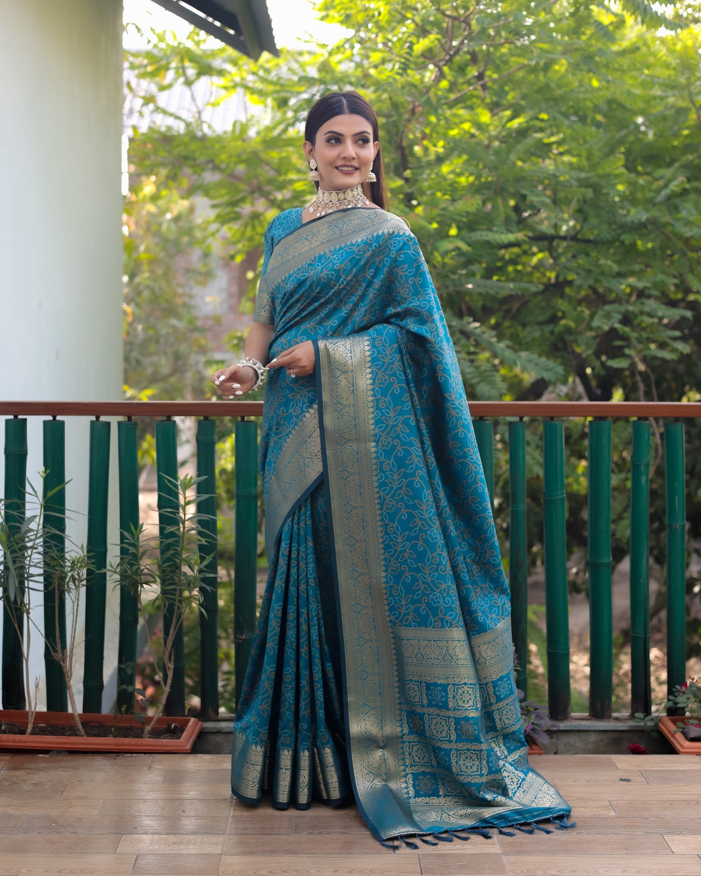 Lovely Silk Bandhej Blue Color Patola Sarees