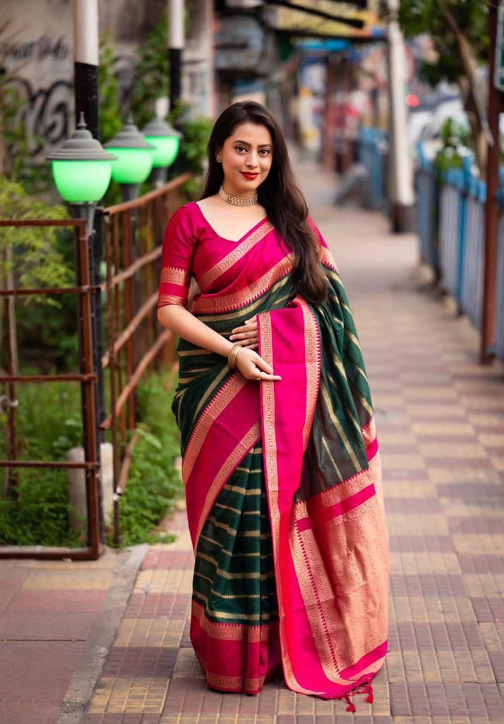 Fantastic Lichi Silk Green Color Saree