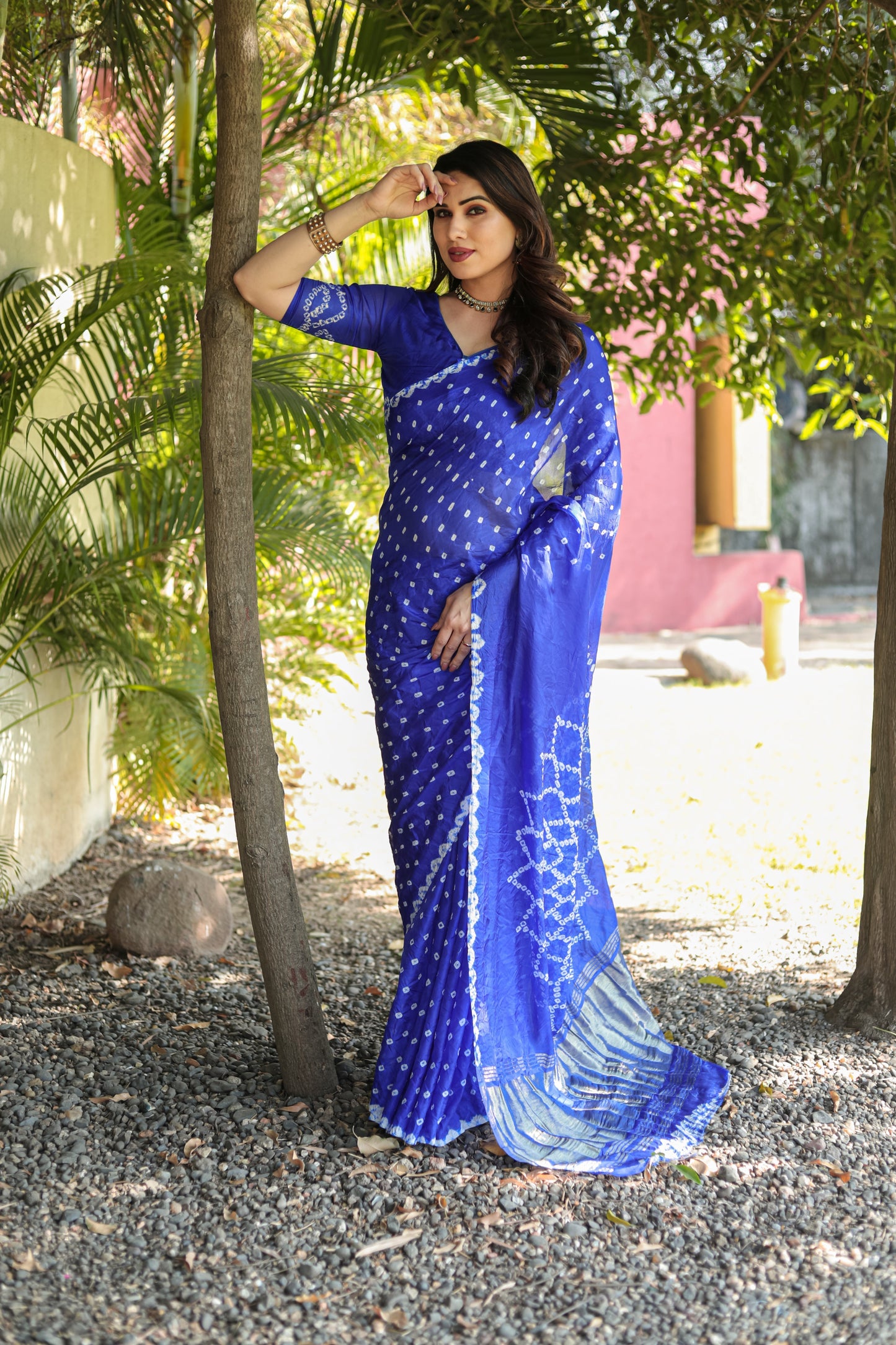 Gorgeous Pure Bandhej Blue Color Silk Saree