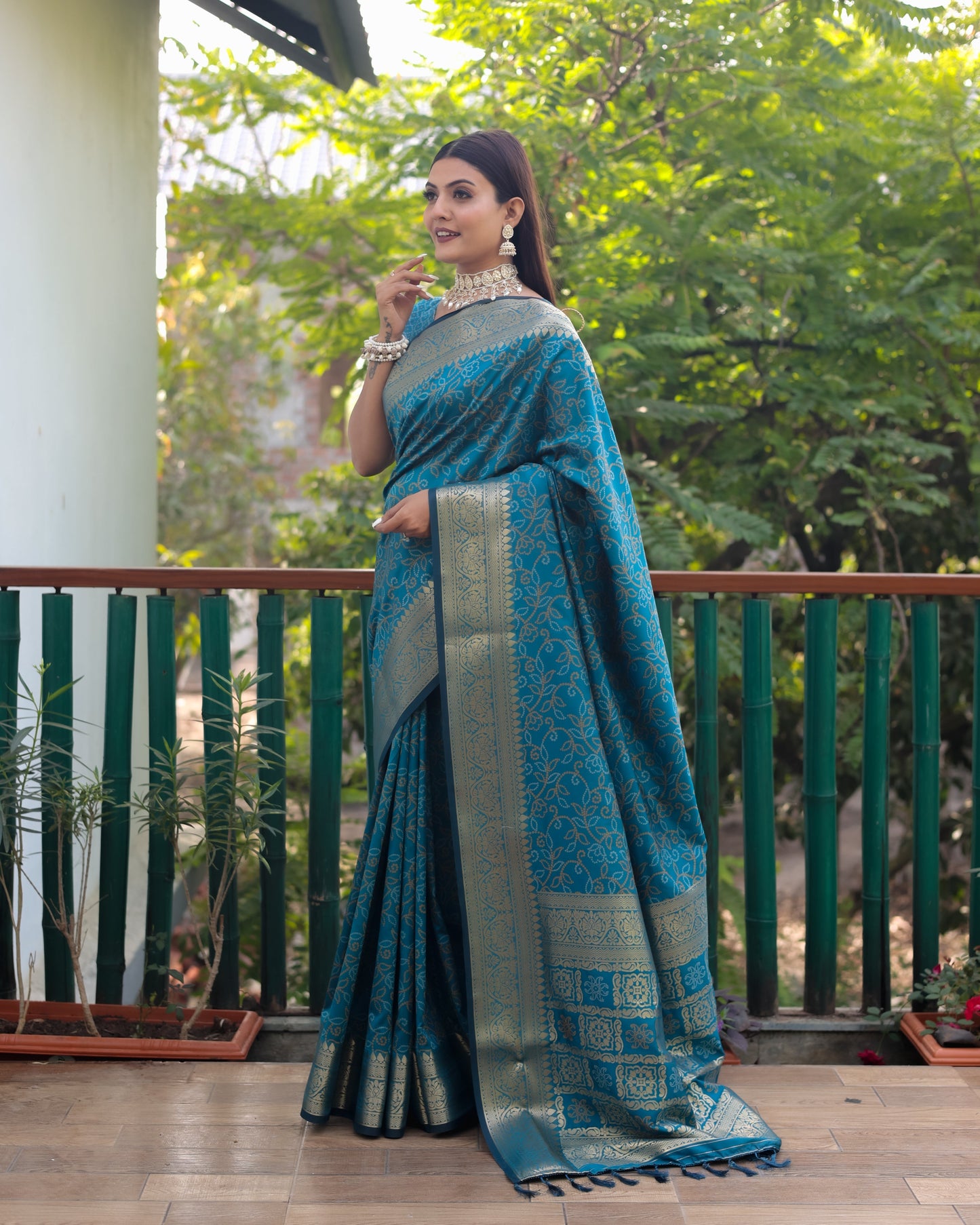 Lovely Silk Bandhej Blue Color Patola Sarees