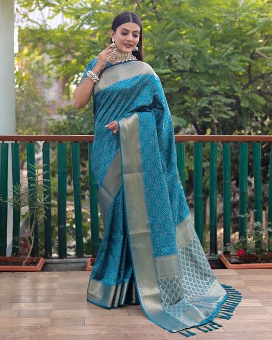 Stylish Patola Sarees Blue Color Saree