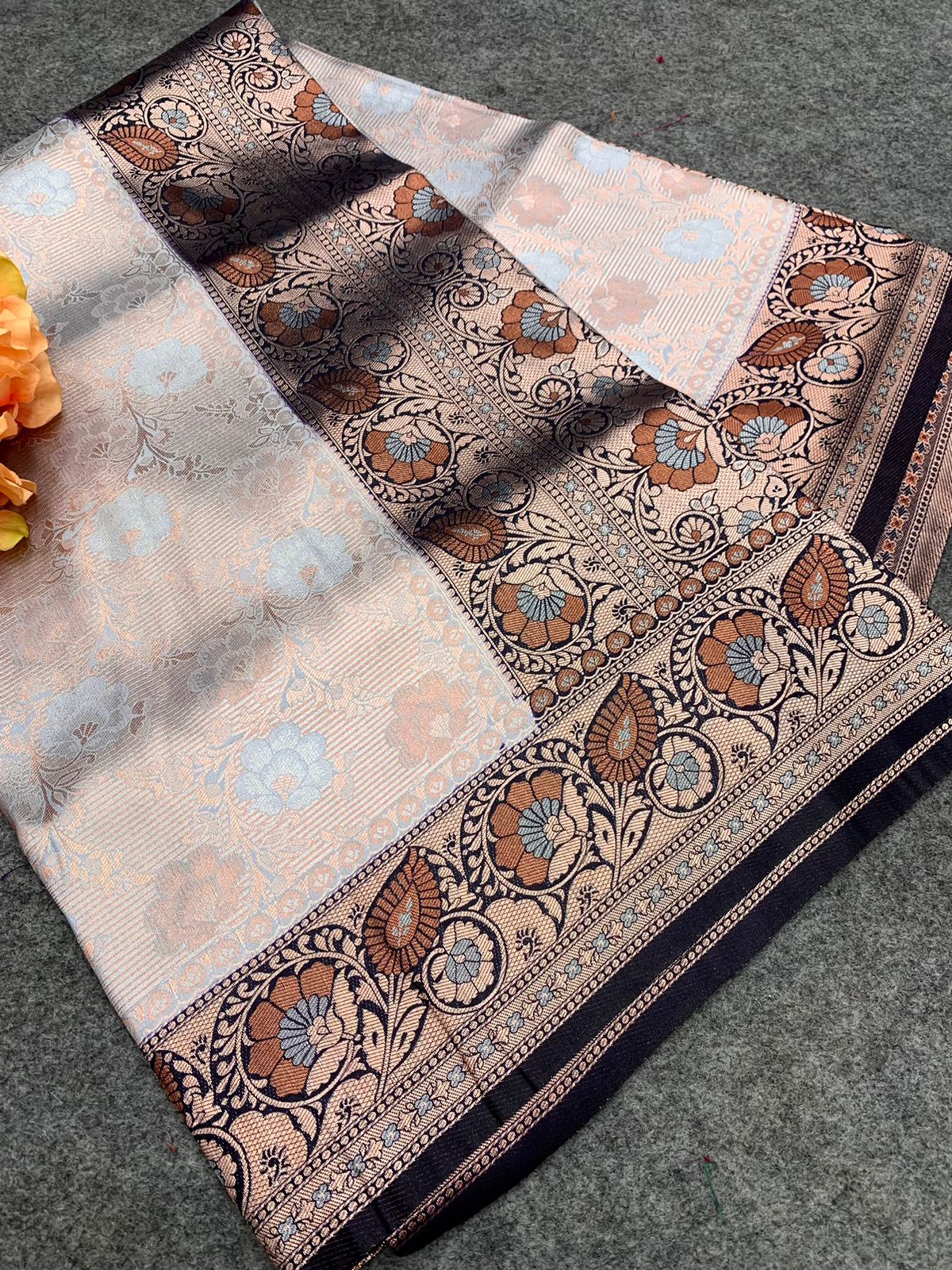 Gorgeous Kanjivaram Coffee & Cream Color Silk Sarees