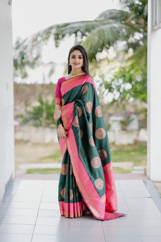 Wedding Wear Green Colornew Silk Saree