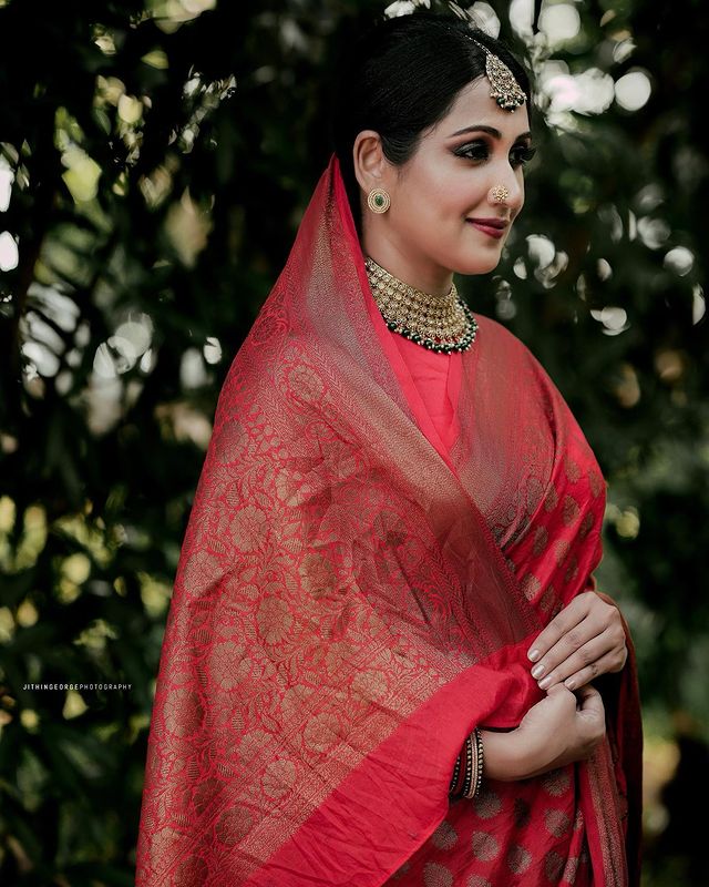 Demanding Red Color Jacquard Silk Saree