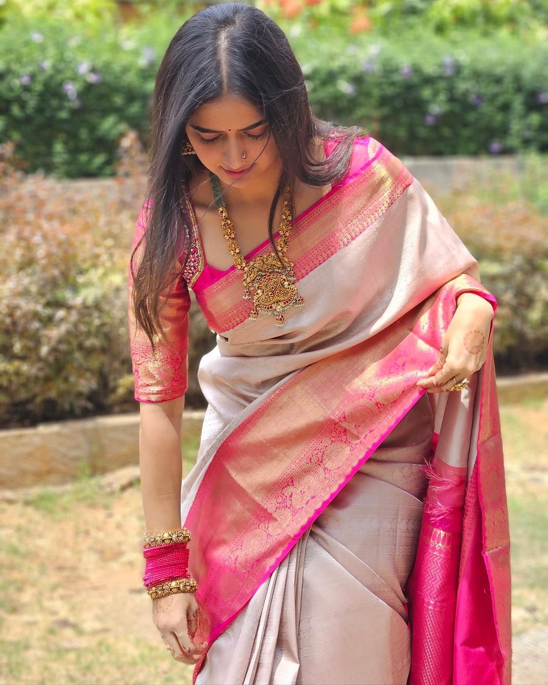 Festive Wear Jacquard Grey Color Silk Saree